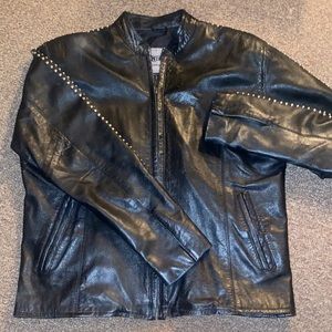 UNIK Premium Studded black leather jacket size L